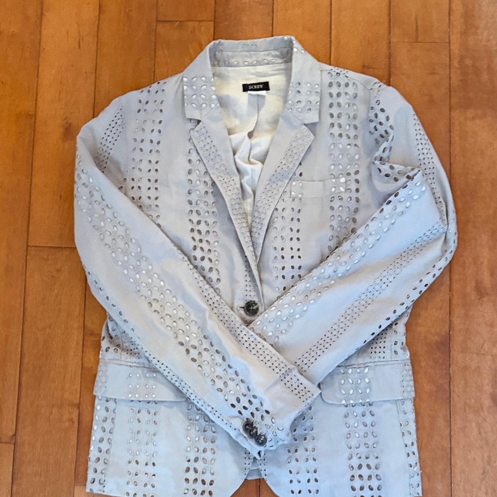 J Crew eyelet gray jacket blazer size 6 perfect
